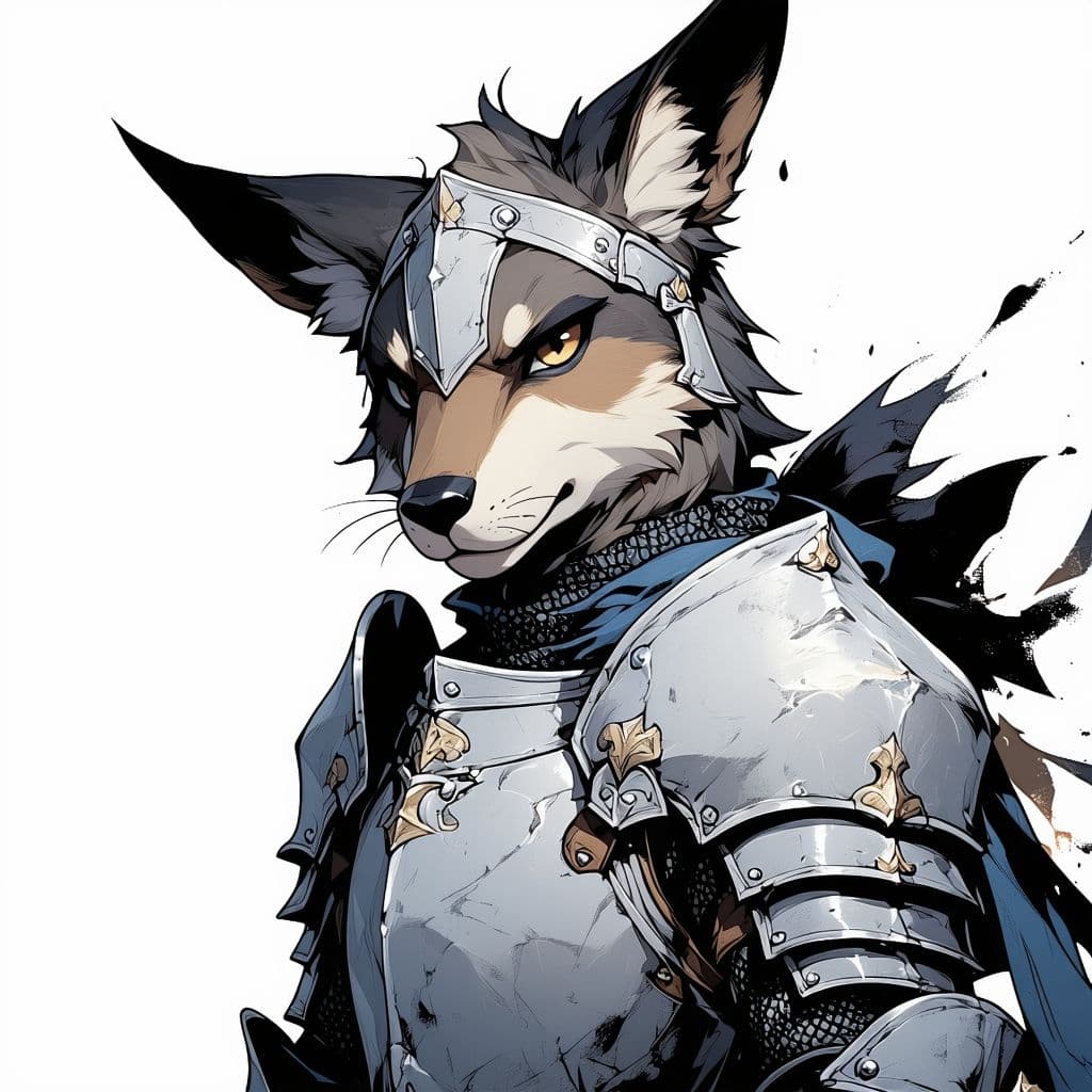 AI generated: a animal face knight in a manga style