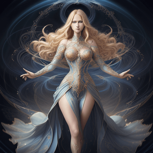 AI generated: blond hair, blue eyes, beautiful face, divine proportion, detailed face, hourglass figure, full body...