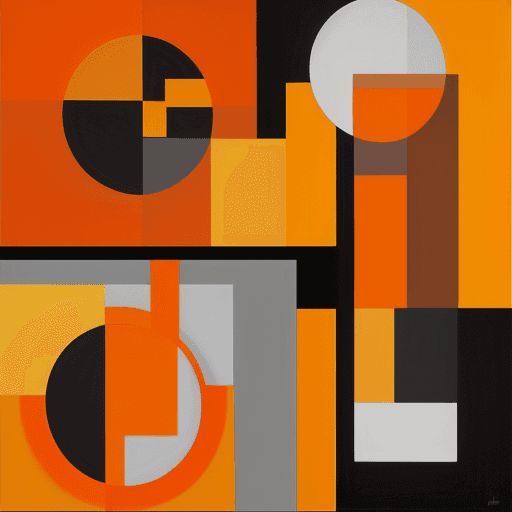 AI generated: abstract realism painting in orange and gray with modern brush techniques, in the style of Picasso, ...