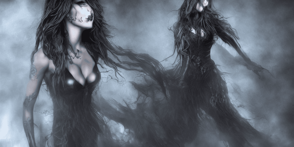 AI generated: a full body portrait of dark queen, dark fantasy randy theme, mystical, zoomed, Dark theme, underwor...