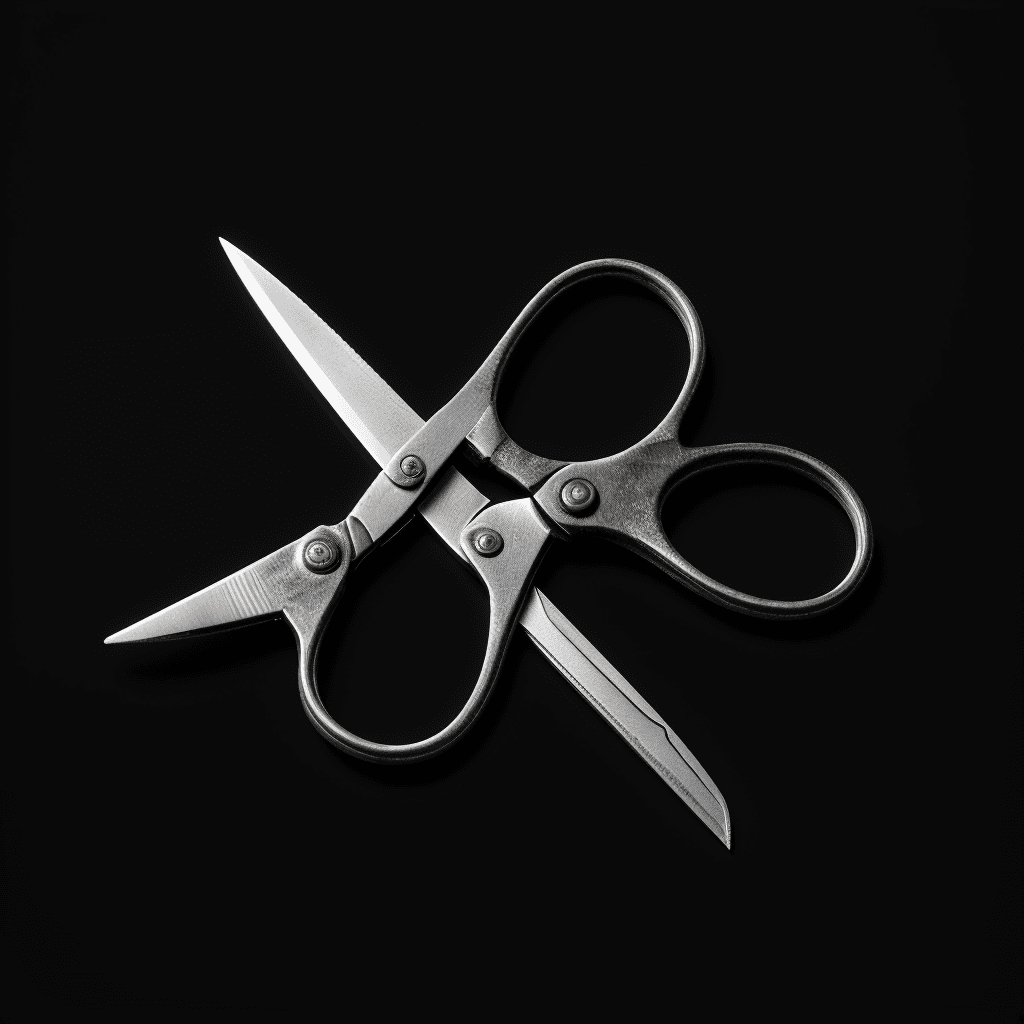 AI generated: isolated photo of scissor on solid dark background