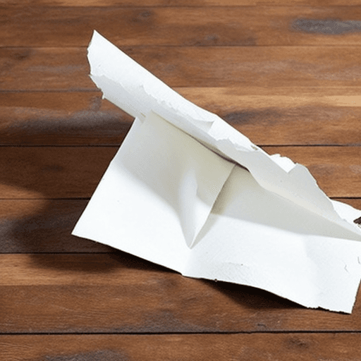 AI generated: crushed white paper in a corner.
wooden floor.
wooden scuff boards.

