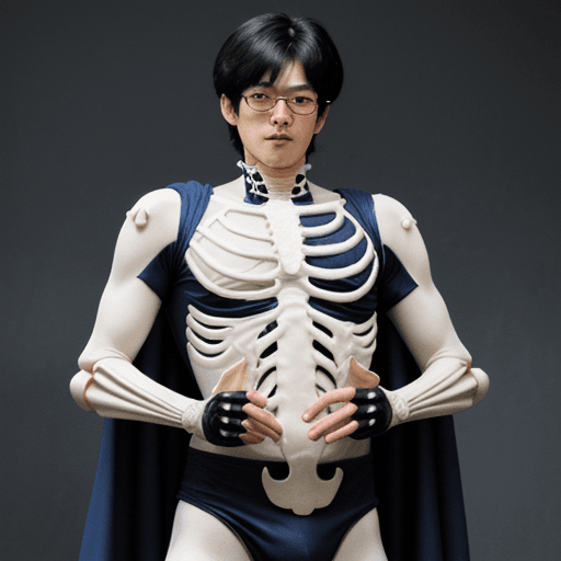 AI generated: ranma saotome,male,superhero,skeleton costumes,kamen rider
