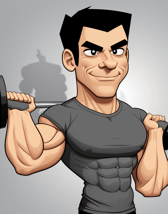 AI generated: Caricature of Man carrying weights, with thin body and muscular arms. tshirt vector