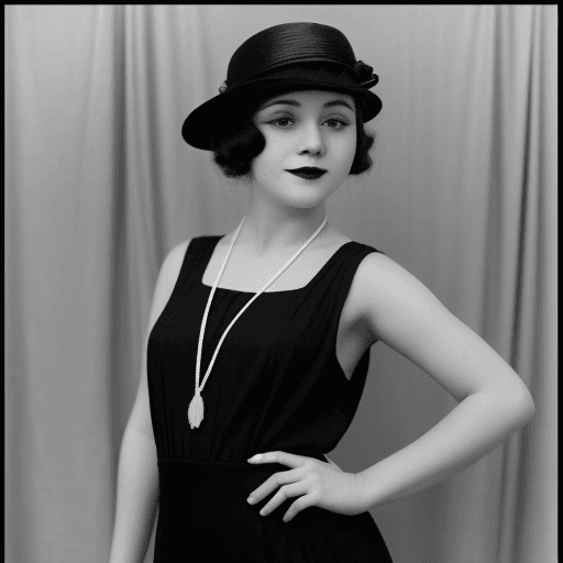 AI generated: a girl dressed like in the 1920's, black and white photo