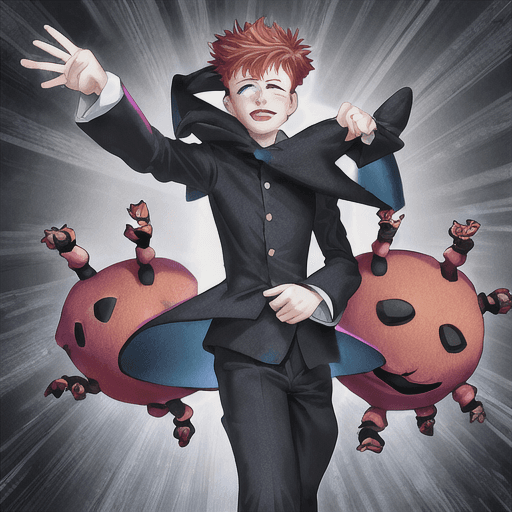 AI generated: rick astley wearing a plush spider costume, anime style, 4k