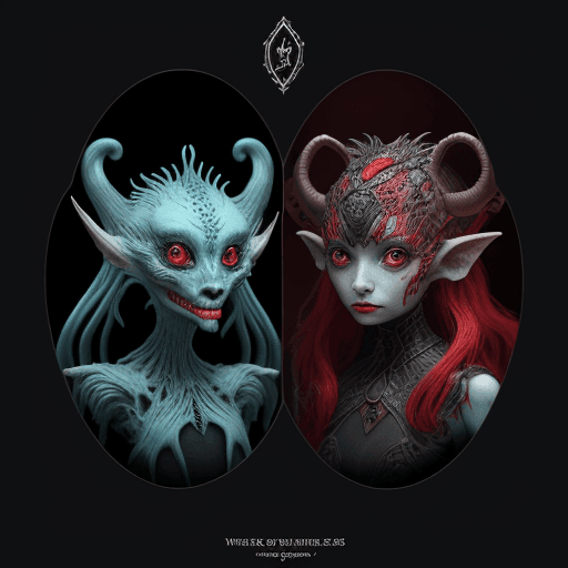AI generated: creatures from another world, miniature portraits, I can't believe how beautiful this is, dark cyan ...