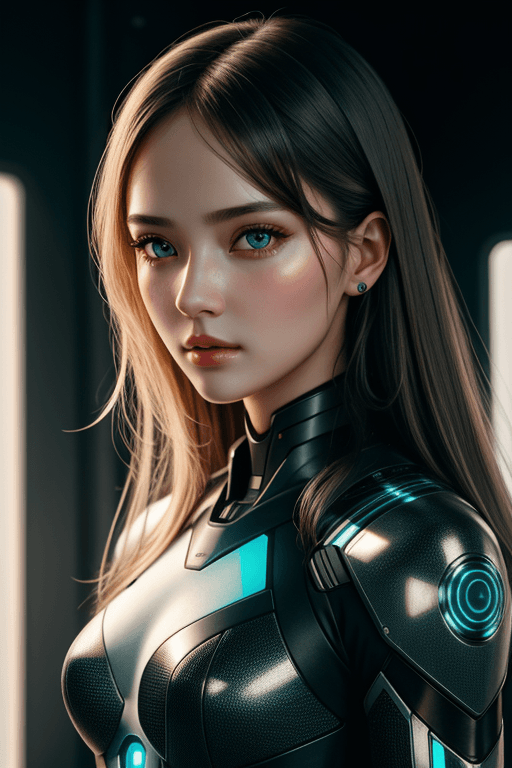 AI generated: Girl cyber-angel. Beautiful face. Slender body. Realistic face. Beautiful eyes. Detailed face. Detai...