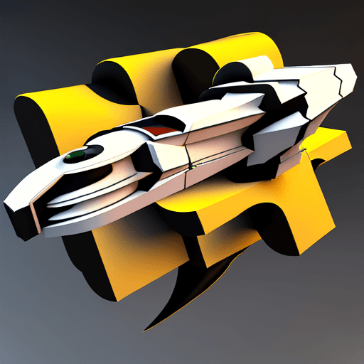 AI generated: A 3D rendering of a spaceship in the cubism style with high resolution.