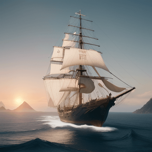 AI generated: Photo of a ultra realistic sailing ship, dramatic light, pale sunrise, cinematic lighting, battered,...