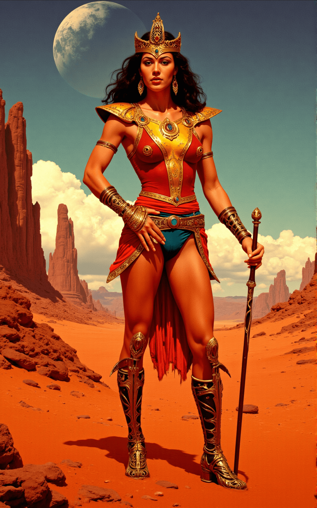 AI generated: Thuvia, Maid of Mars and Princess of Ptarth, from Edgar Rice Burroughs' Barsoom series. Thuvia shoul...