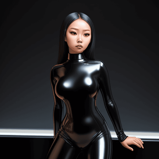AI generated: a young indonesian woman dressed in latex looking at the light, in the style of sandara tang, smooth...