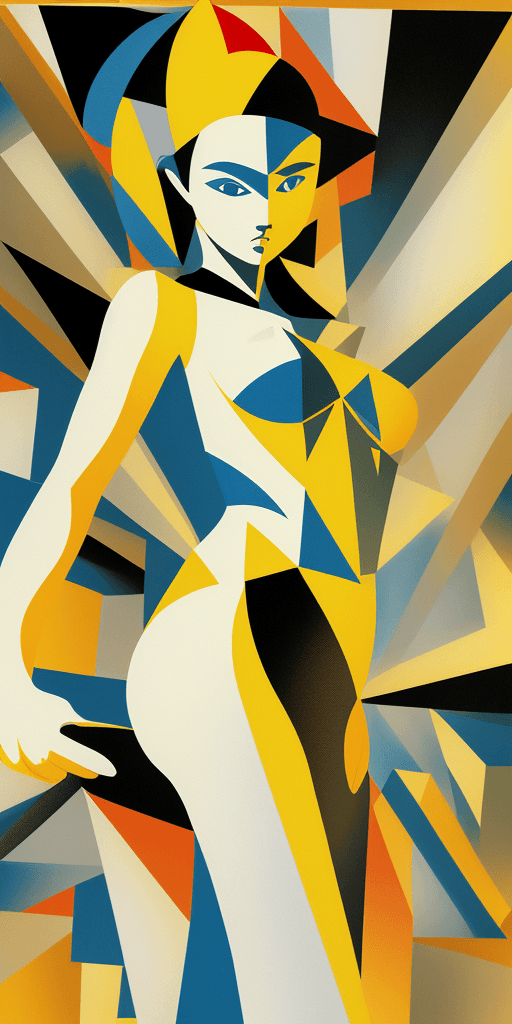 AI generated: (16k4d art rfktrstyle Half a pound of tuppenny rice), Cubist Angles, (Dynamic Pose)