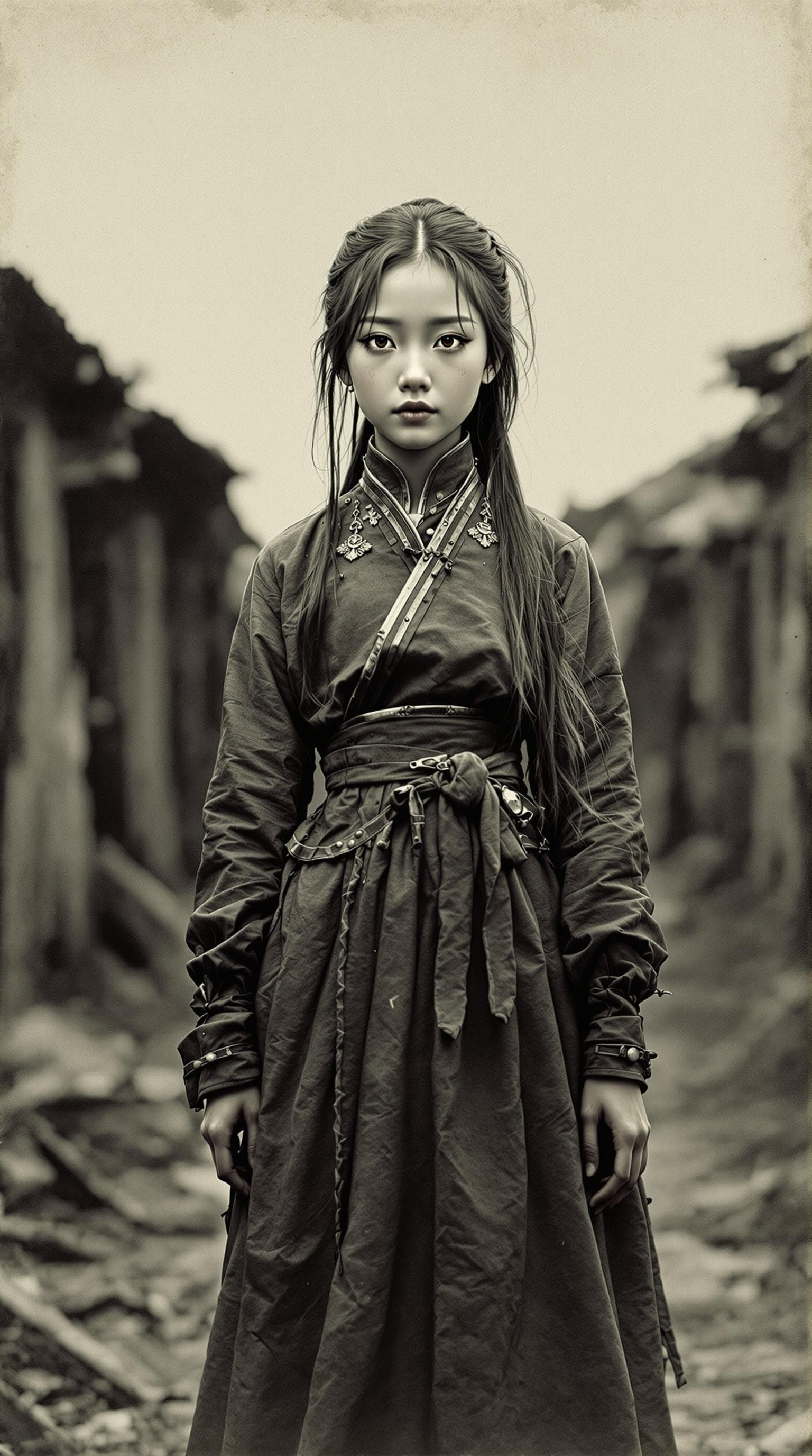 AI generated: a professional vintage black and white photo of a exceptionally of the most beautiful Chinese girl (...