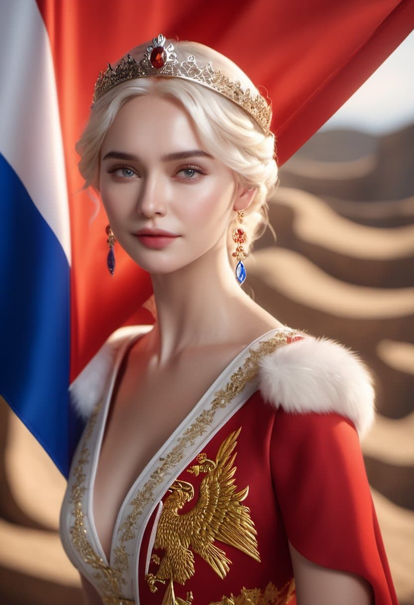 AI generated: Russia, (russian federation flag:1.4), peace, victory, game of thrones hyper realistic, unreal engin...