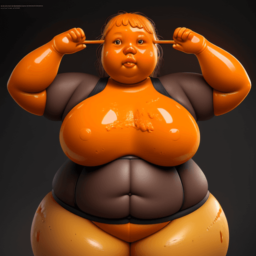 AI generated: Girl made of cheddar. made of cheese, brown eyes, cheese, humanoid, fat, orange skin, skin color ora...