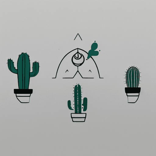 AI generated: Tattoo design that symbolically represents the concepts of  cat, cactus, trust, road, and sea in a m...