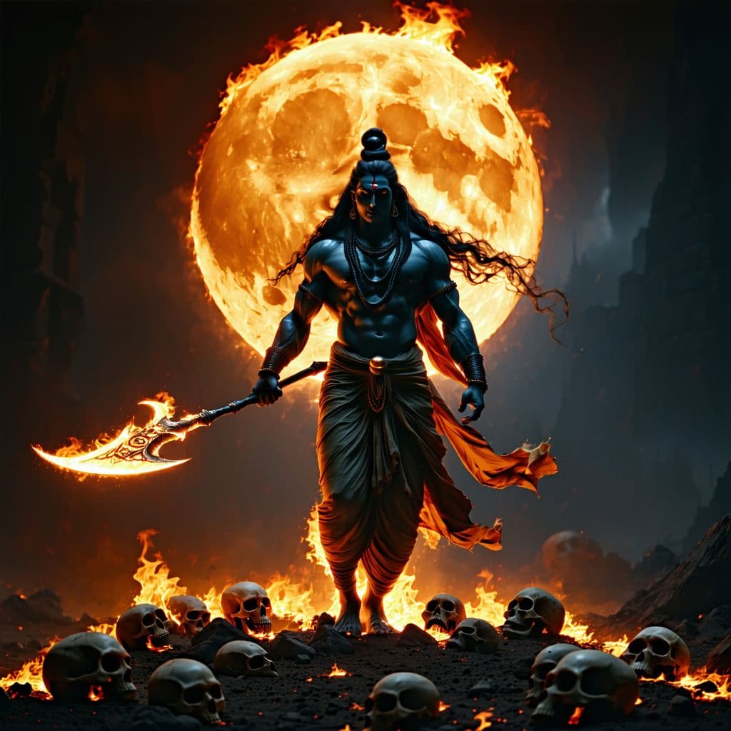 AI generated: Create a hyper realistic 128k photorealistic portrait image of a powerful Lord Shiva Muscular body L...