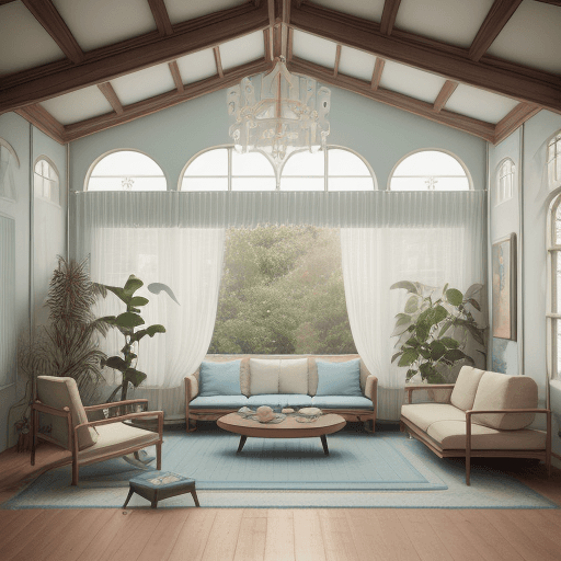 AI generated: High resolution photography interior design, dreamy sunken living room conversation pit, wooden floo...