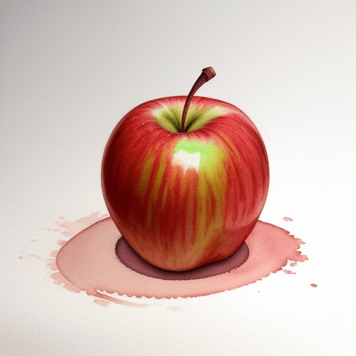 AI generated: Realistic watercolor apple in blocks