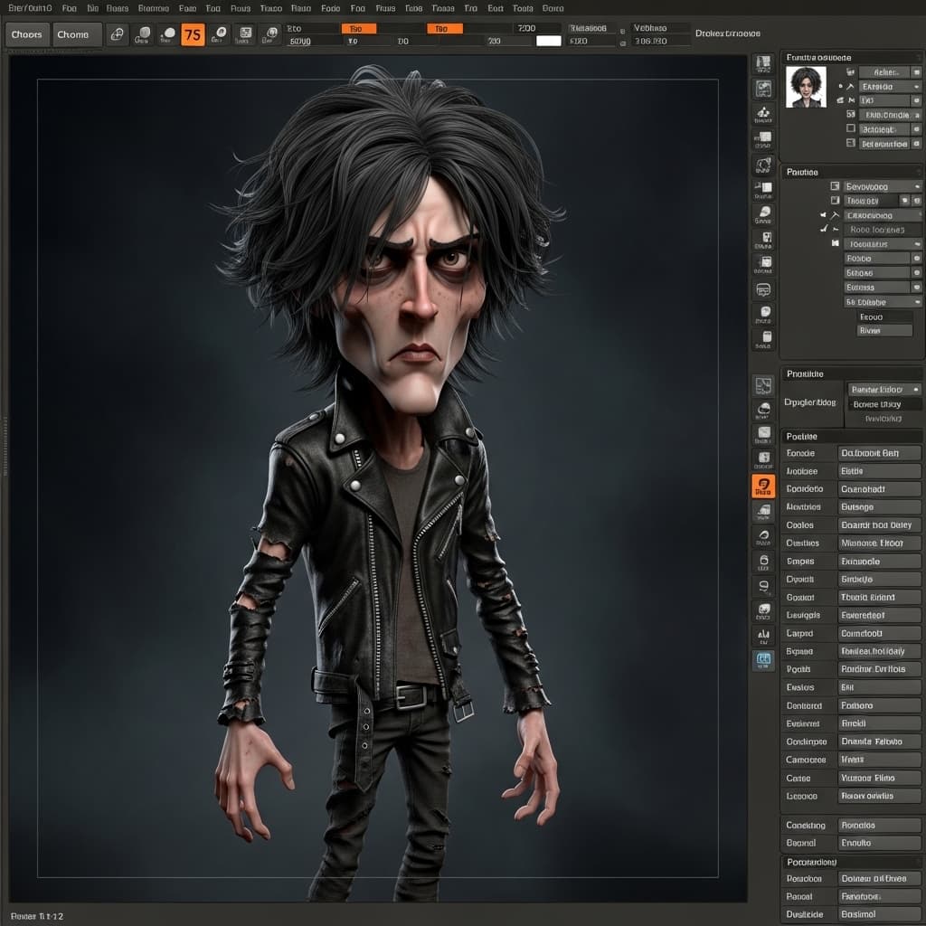 AI generated: a dark-haired boy, gothcore, zbrush, character caricatures --chaos 75 --ar 1:2 --profile n19tbh9 --s...