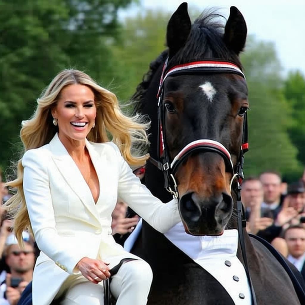 AI generated: White woman rides a black man