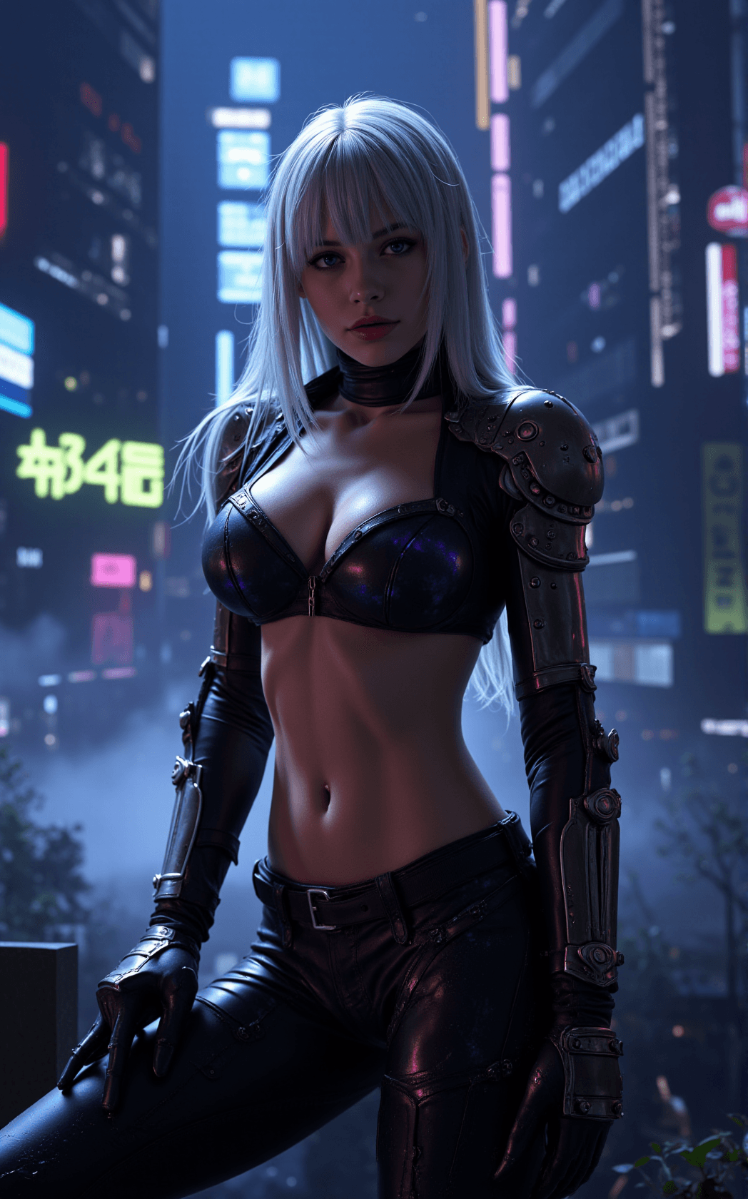 AI generated: This image showcases a striking female rouge assassin, her presence both elegant and deadly. She is ...