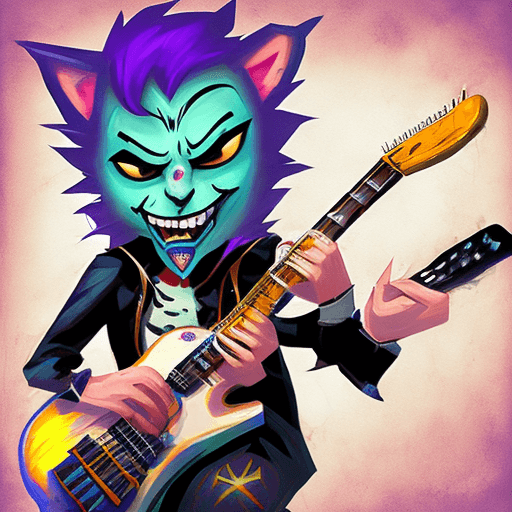 AI generated: Jinx from arcane rocking out on a guitar, selfie