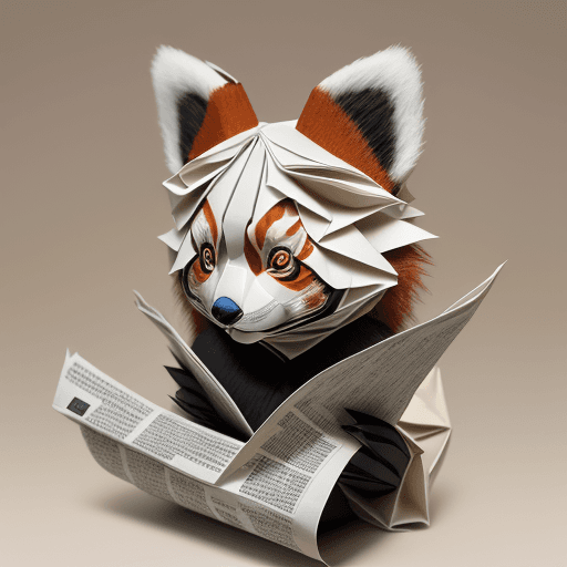 AI generated: A mesmerizing and detailed origami masterpiece of a lifelike Red Panda's head, skillfully crafted fr...