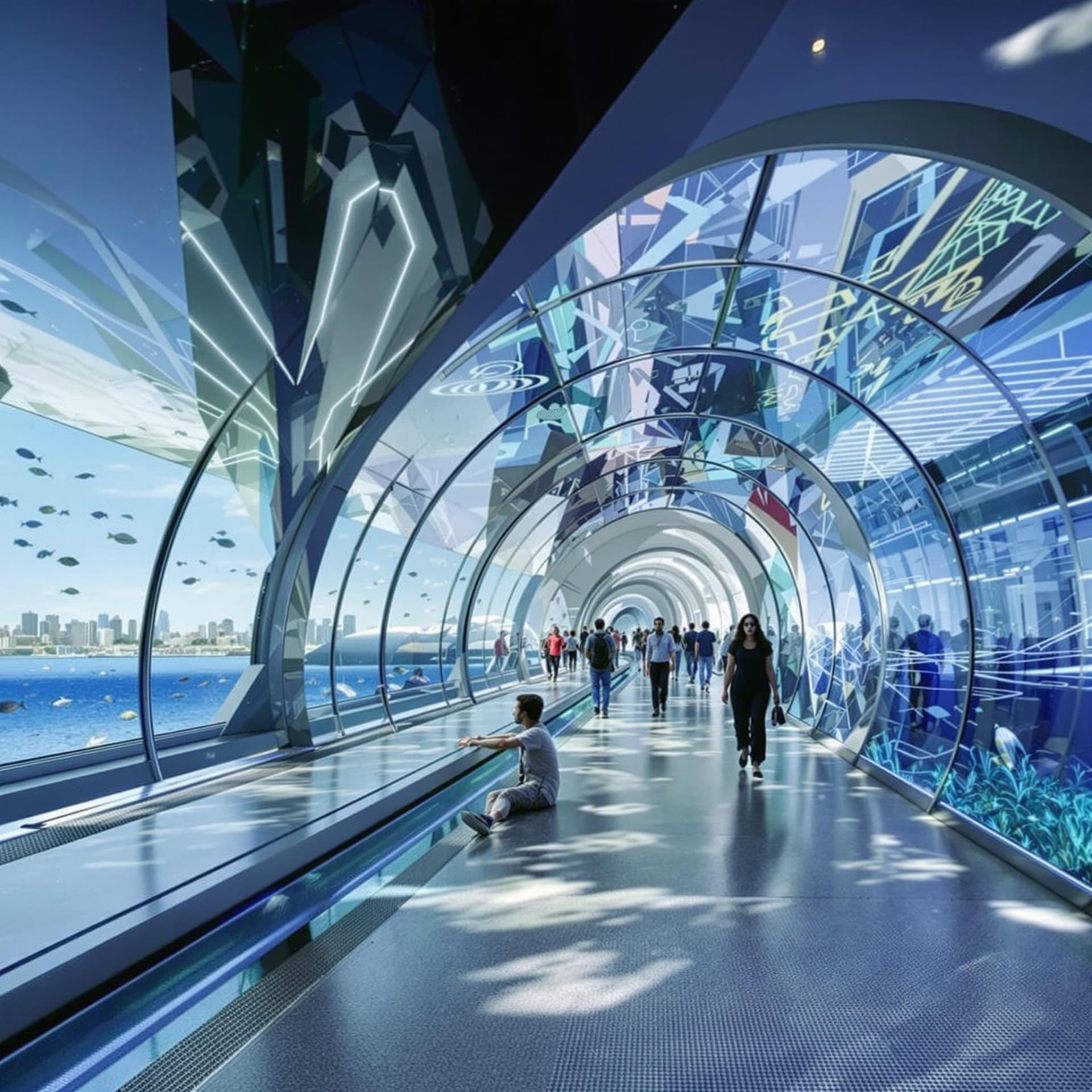 AI generated: 	6. Unterwasser-Metrostation im Persischen Golf
Eine hochmoderne Unterwasser-Metrostation in Dubai, ...