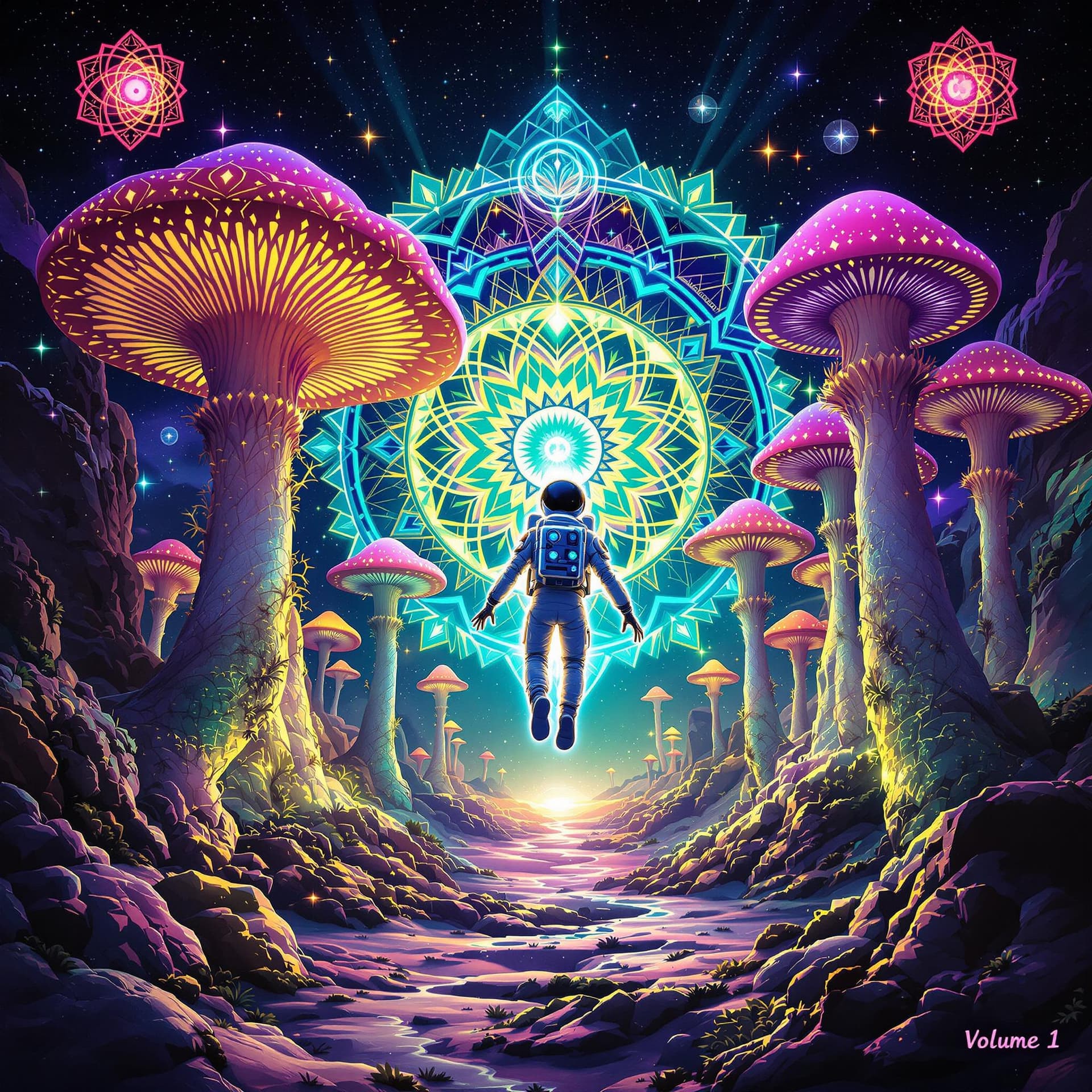 AI generated: High resolution. A hyper-detailed, psychedelic artwork perfect for a Goa trance and psytrance music ...