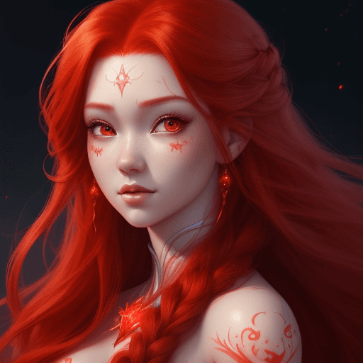 AI generated: a close up of a woman with long red hair, inspired by Selena Gomez, fantasy art, beautiful elsa, glo...