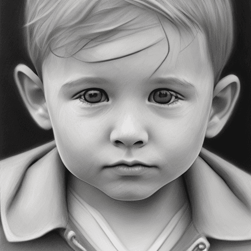 AI generated: sketch of a little boy's face, expressive line-work, in the style of beautiful portraits --ar 35:64 ...