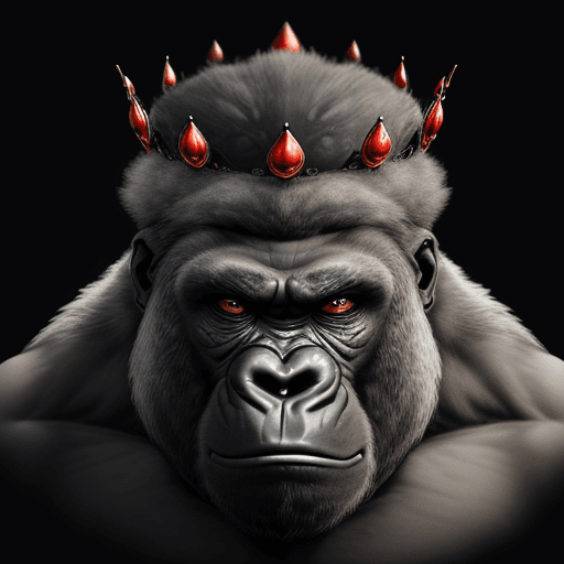 AI generated: an 8k resolution image of a grey-toned gorilla face in a sketched outline style, set against a black...