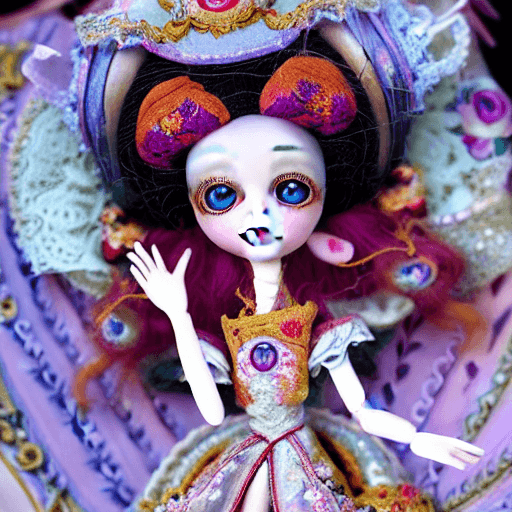 AI generated: High resolution photography interior design, dreamy  beautiful dolls ,Fairytale art by Mary Blair, N...