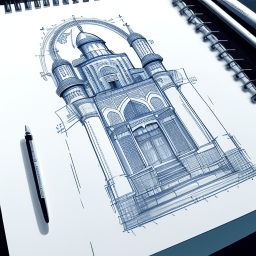 AI generated: detailed with notes, ink sketch of İstanbul slick design clean lines blueprint perfect awesome
