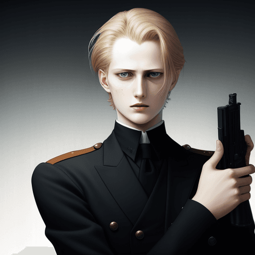 AI generated: Johan Liebert holding a gun
