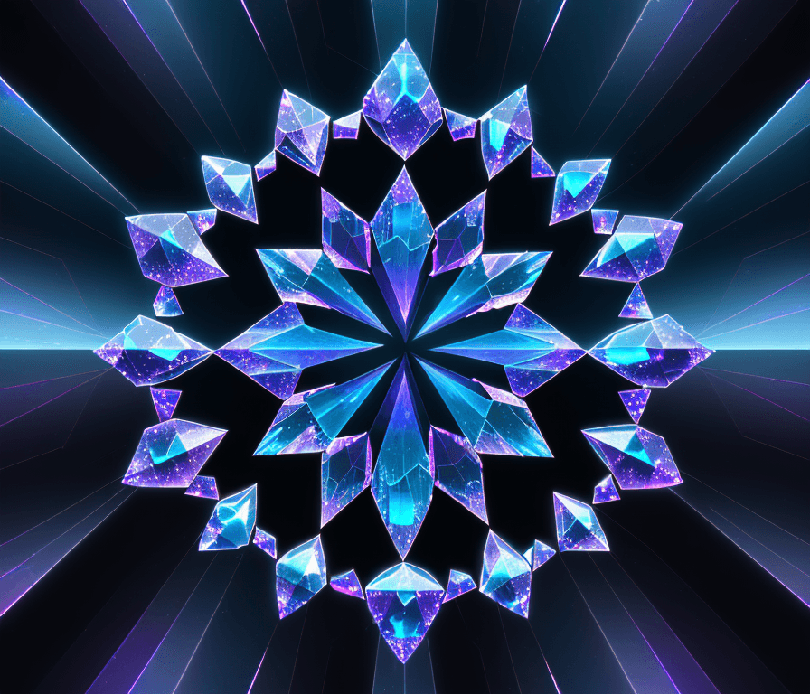 AI generated: "An enigmatic construct of crystalline structures, refracting and reflecting light in mesmerizing pa...