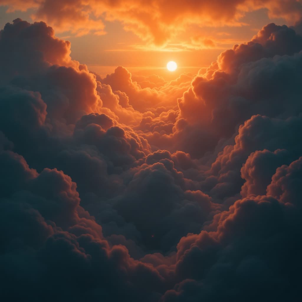 AI generated: A melting orange descending from the sky.