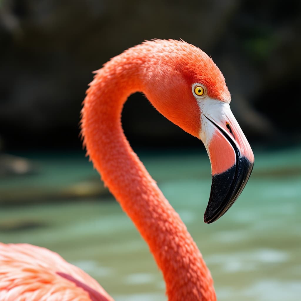 AI generated: a flamingo near the beach 






