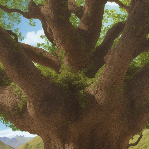 AI generated: Intricate close-up, master piece of art, detailed Andean oak tree, highlighting its foliage, detaile...