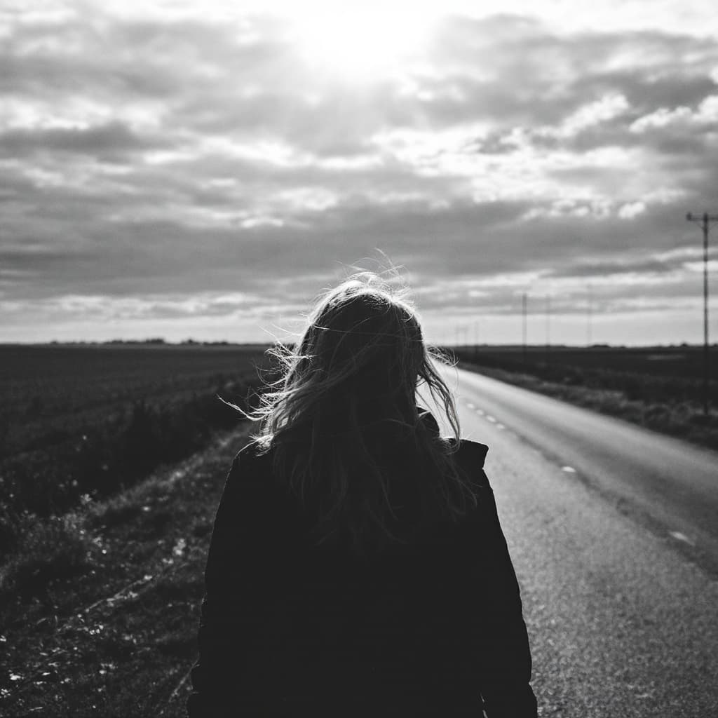 AI generated: girl behind b&w