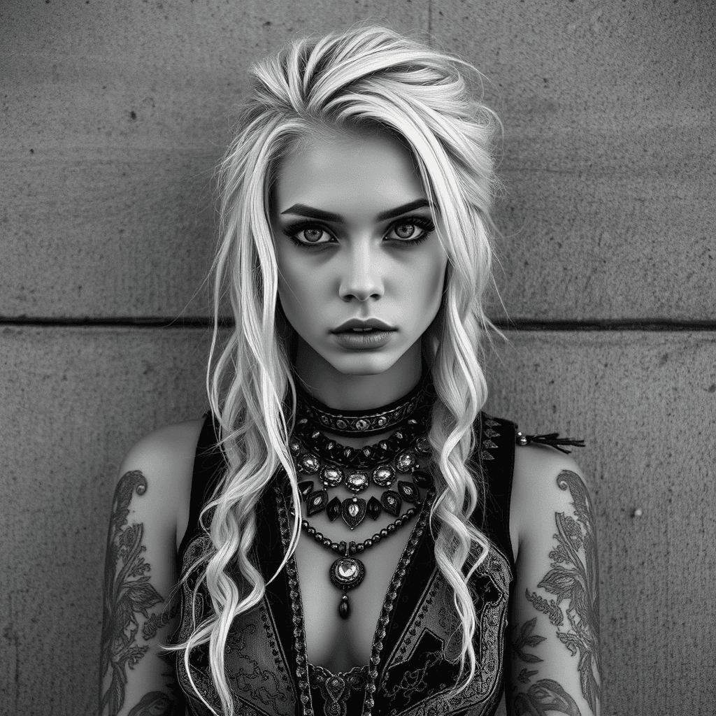 AI generated: A stark black and white portrait photograph captures a woman with a fiercely independent gaze