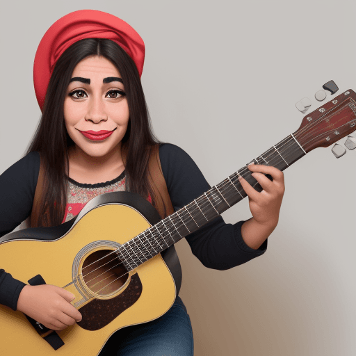 AI generated: Cajón y guitarra peruana con ojos y boca caricatura 