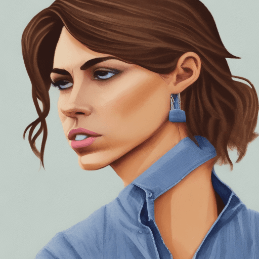 AI generated: An image of a woman in a side profile with a confident pose. She has brown hair with bronze highligh...