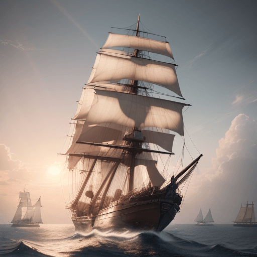 AI generated: Photo of a ultra realistic sailing ship, dramatic light, pale sunrise, cinematic lighting, battered,...