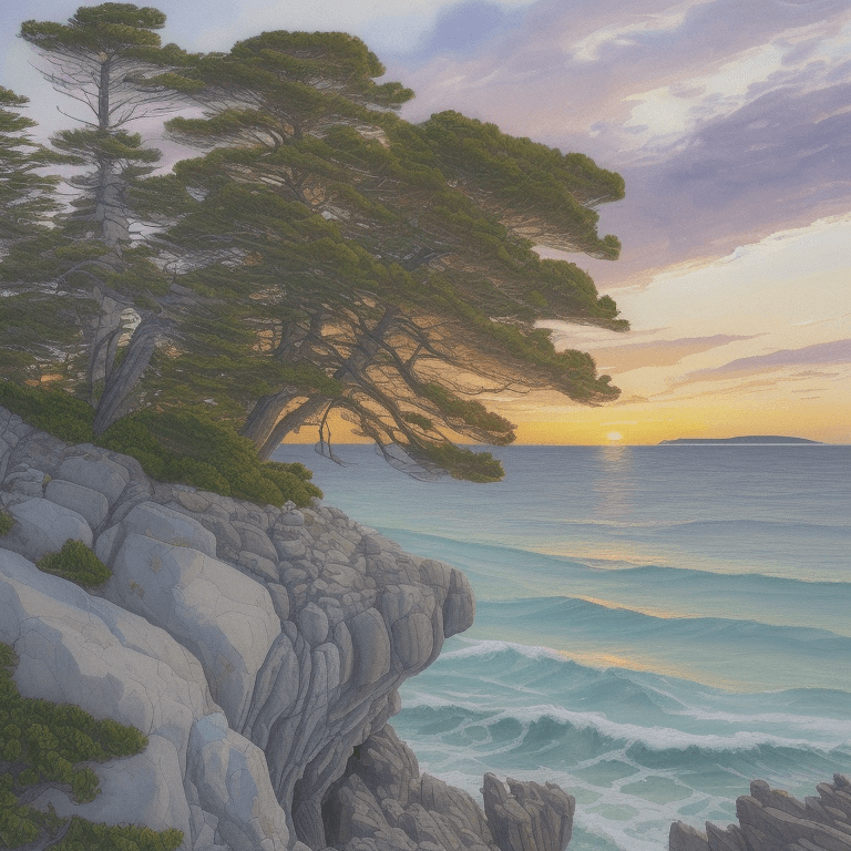 AI generated: a high resolution painting of a tree sitting on top of a rock, a watercolor painting, inspired by Ar...