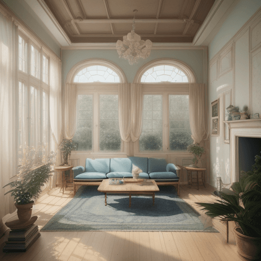 AI generated: High resolution photography interior design, dreamy sunken living room conversation pit, wooden floo...