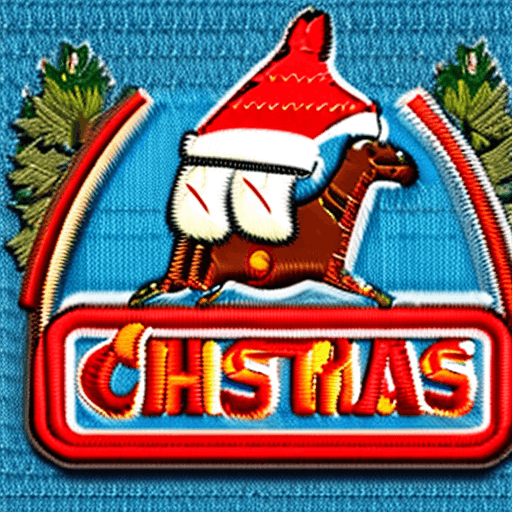 AI generated: logo, patch, embroidered, christmas reinder, christmas background, realistic, vintage, 3d, highly de...