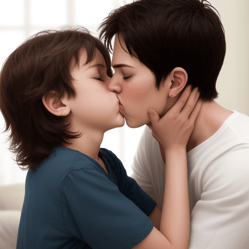 AI generated: mother son passionate kissing